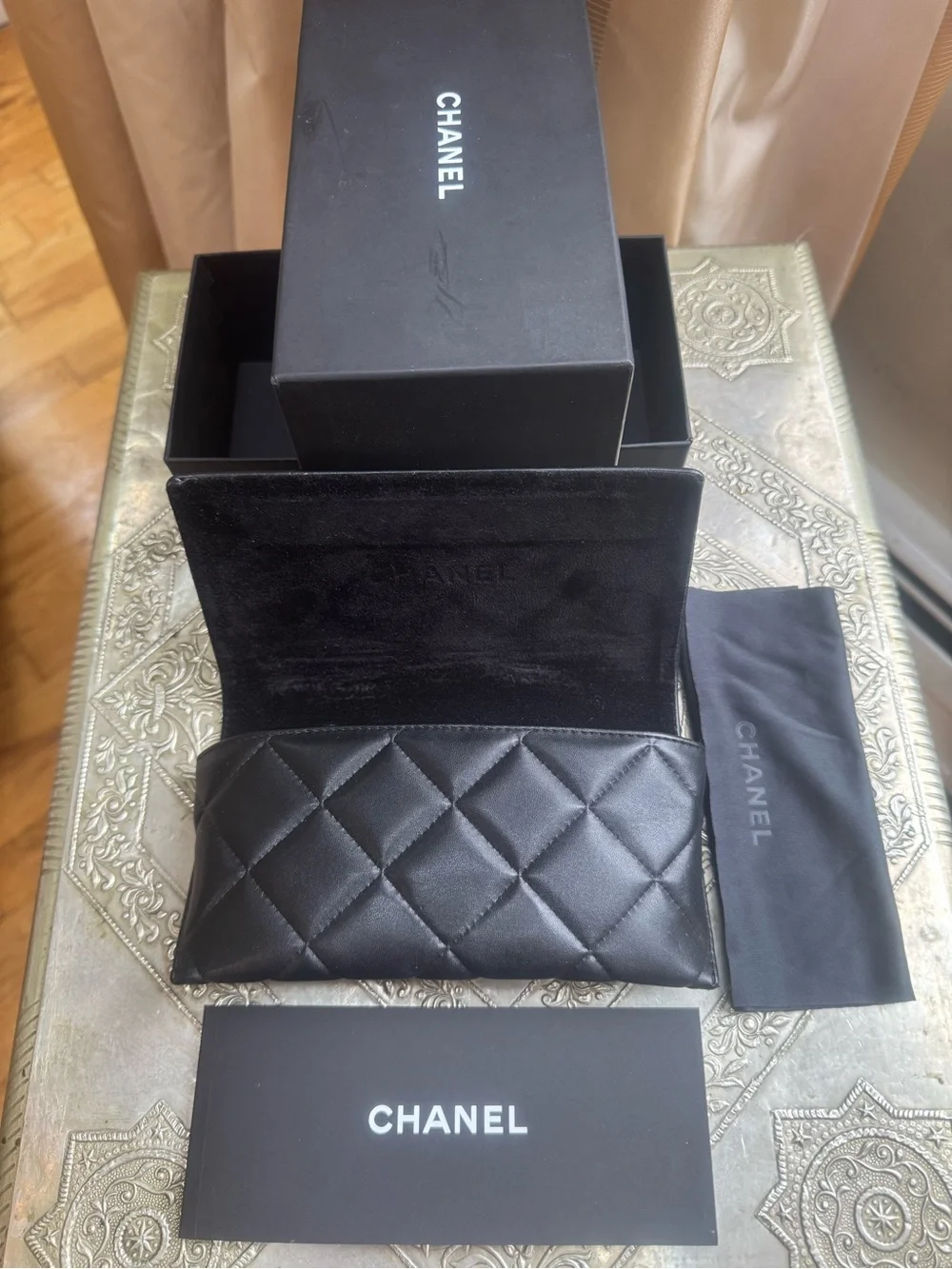 CHANEL Black Oversized Square 5435A Sunglasses with Gold CC Emblem